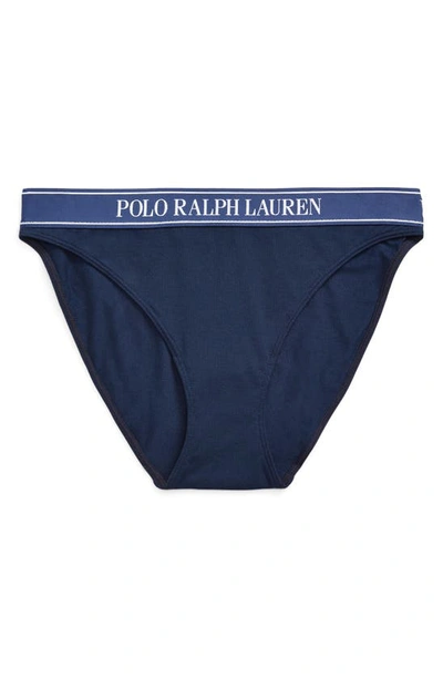Shop Polo Ralph Lauren Cotton Blend Bikini In Navy