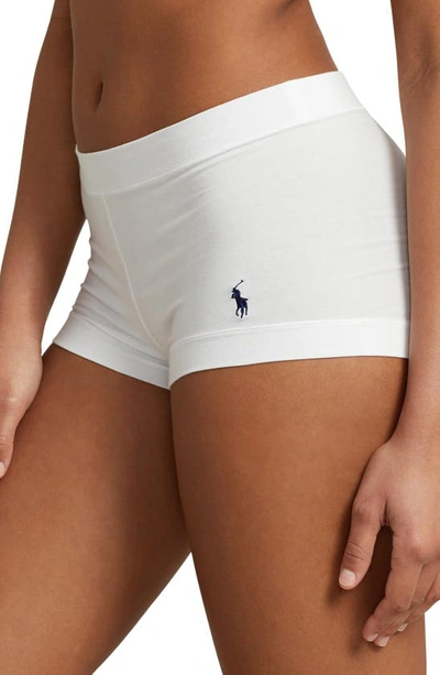 Shop Polo Ralph Lauren Stretch Cotton Girlshorts In White Cloud