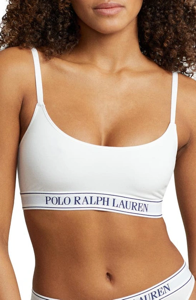 Shop Polo Ralph Lauren Scoop Neck Bralette In White Cloud