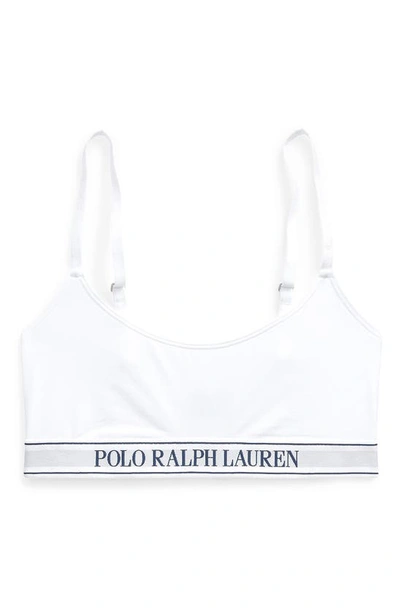 Shop Polo Ralph Lauren Scoop Neck Bralette In White Cloud