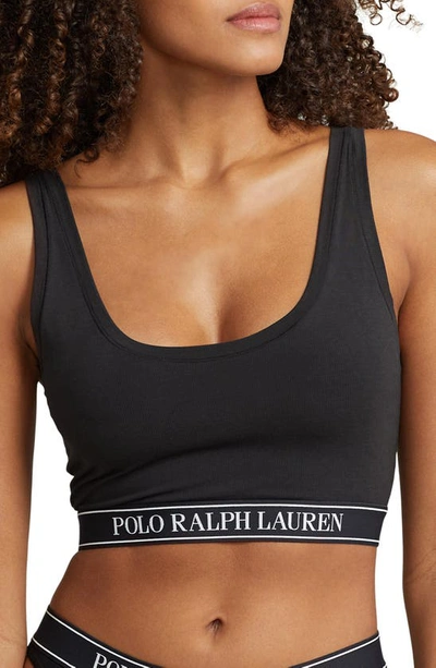 Shop Polo Ralph Lauren Ribbed Built-up Bralette In Onyx