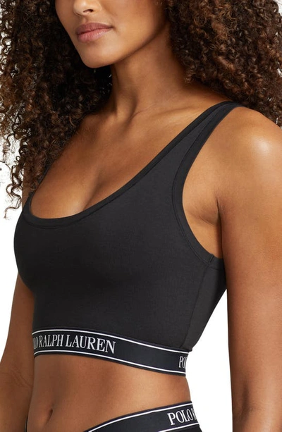Shop Polo Ralph Lauren Ribbed Built-up Bralette In Onyx