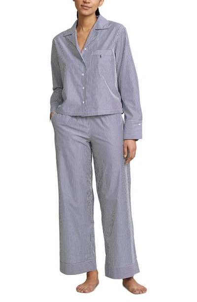 Shop Polo Ralph Lauren Cotton Poplin Pajamas In Purple Stripes