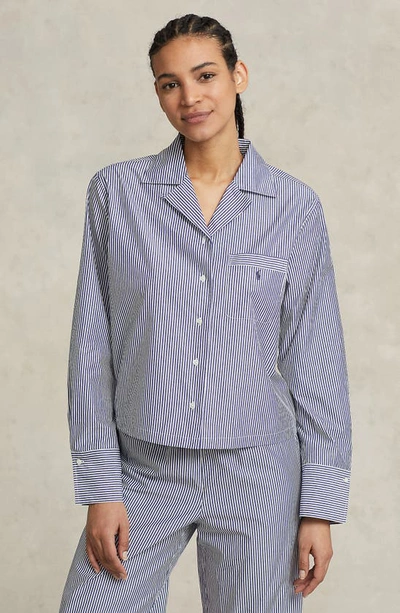 Shop Polo Ralph Lauren Cotton Poplin Pajamas In Purple Stripes