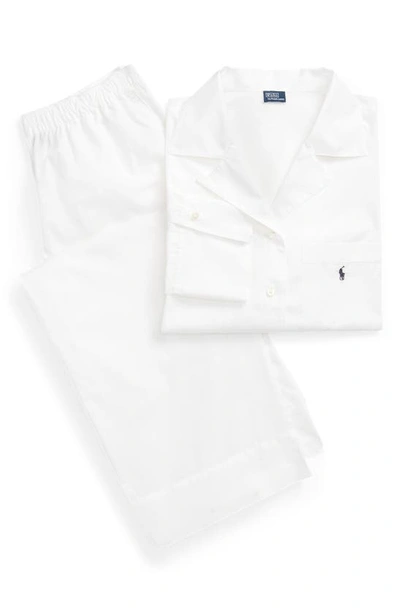 Polo Ralph Lauren Cotton Poplin Pajamas In White Cloud
