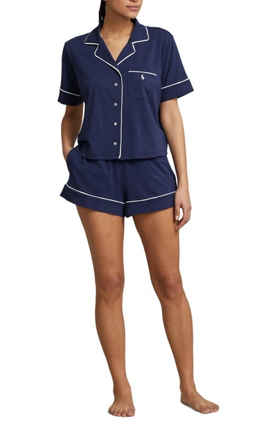 Shop Polo Ralph Lauren Cotton Blend Short Pajamas In Navy