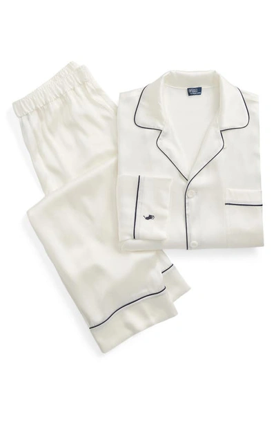 Shop Polo Ralph Lauren Stretch Silk Pajamas In Ecru