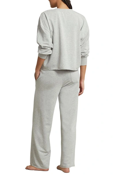 Shop Polo Ralph Lauren Sweatshirt & Wide Leg Pajamas In Heather Grey