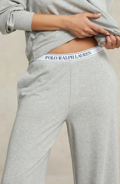 Shop Polo Ralph Lauren Sweatshirt & Wide Leg Pajamas In Heather Grey