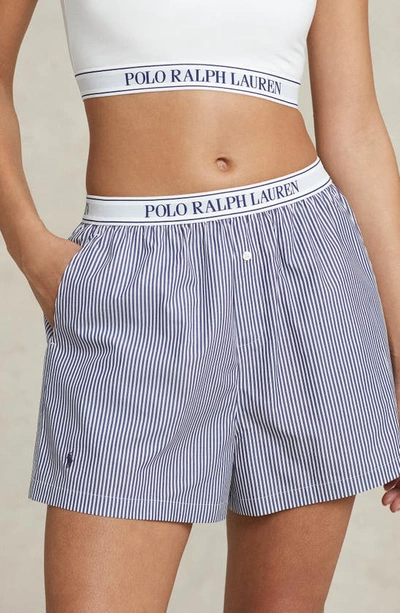 Shop Polo Ralph Lauren Boxer Pajama Shorts In Purple Stripes