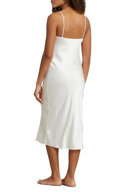 Shop Polo Ralph Lauren Stretch Silk Midi Slip Nightgown In Ecru