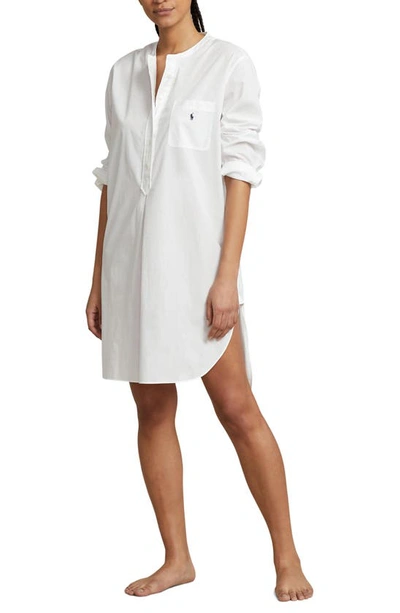 Shop Polo Ralph Lauren Cotton Poplin Tunic Sleepshirt In White Cloud