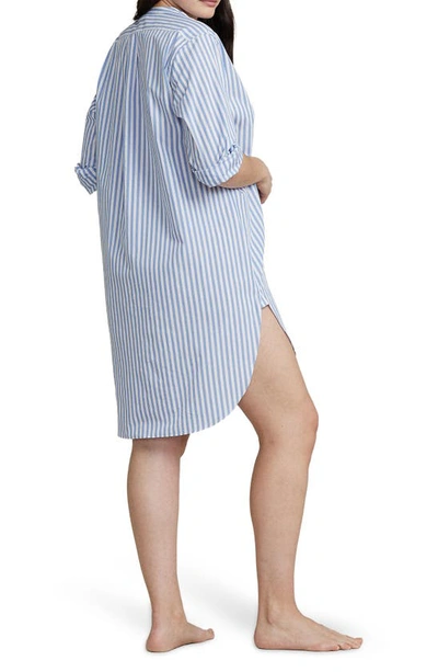 Shop Polo Ralph Lauren Cotton Poplin Tunic Sleepshirt In Purple Stripes