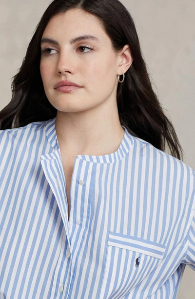 Polo Ralph Lauren Cotton Poplin Tunic Sleepshirt In Purple Stripes