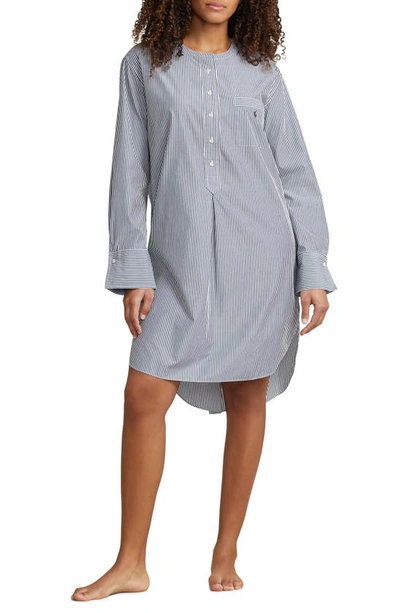 Polo Ralph Lauren Cotton Poplin Tunic Sleepshirt In Wide Stripes