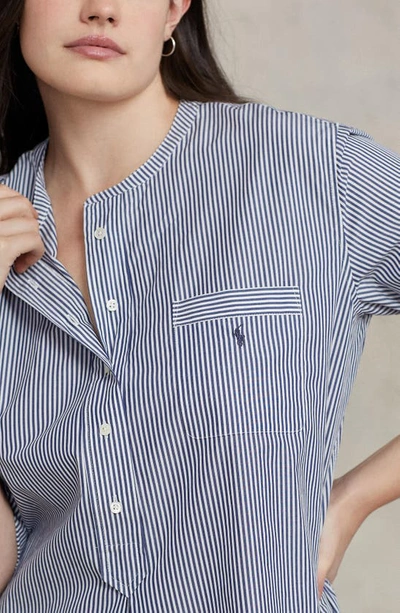 Polo Ralph Lauren Cotton Poplin Tunic Sleepshirt In Wide Stripes