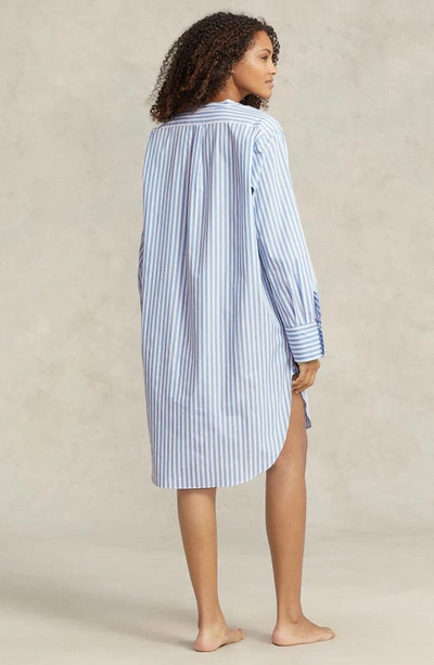 Shop Polo Ralph Lauren Cotton Poplin Tunic Sleepshirt In Purple Stripes