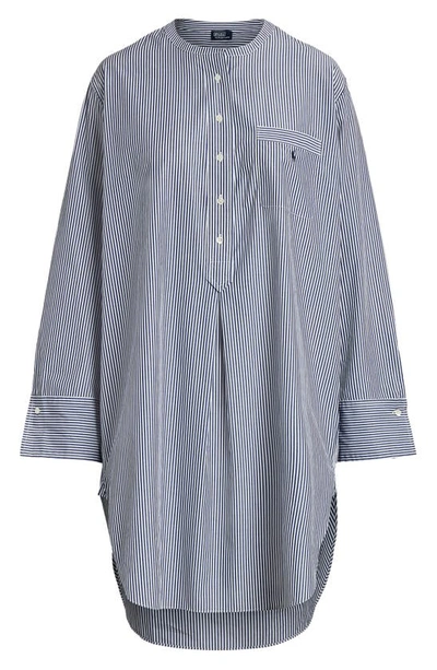 Polo Ralph Lauren Cotton Poplin Tunic Sleepshirt In Wide Stripes