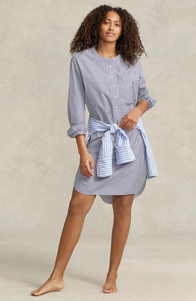 Polo Ralph Lauren Cotton Poplin Tunic Sleepshirt In Wide Stripes