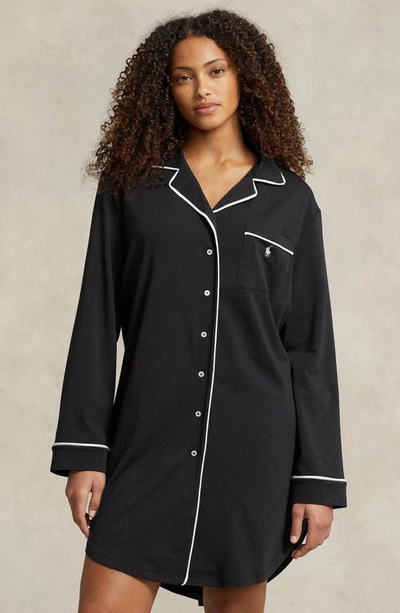 Shop Polo Ralph Lauren Cotton Blend Sleepshirt In Onyx