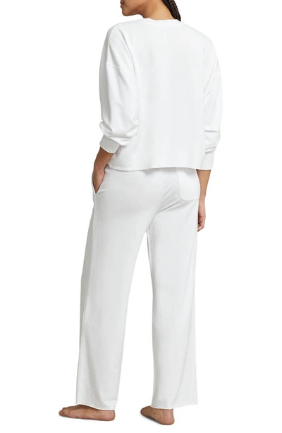 Shop Polo Ralph Lauren Sweatshirt & Wide Leg Pajamas In White Cloud