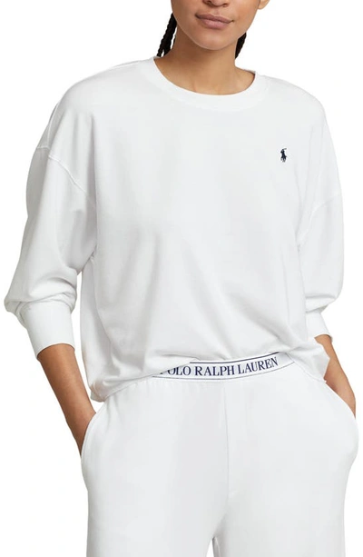 Shop Polo Ralph Lauren Sweatshirt & Wide Leg Pajamas In White Cloud