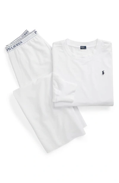Polo Ralph Lauren French Club Terry 2-piece Pajama Set In White Cloud In White Cloud