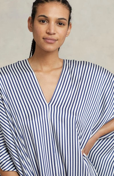 Shop Polo Ralph Lauren Striped Stretch Silk Caftan In Blue Stripes