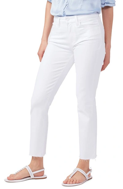 Shop Paige Cindy Raw Hem High Waist Straight Leg Jeans In Crisp White
