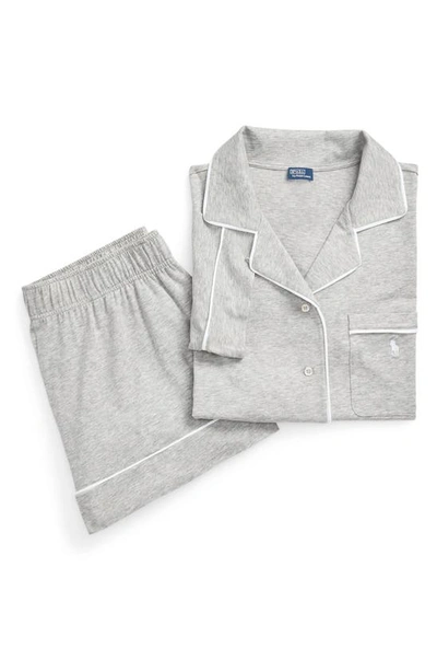 Shop Polo Ralph Lauren Cotton Blend Short Pajamas In Heather Grey