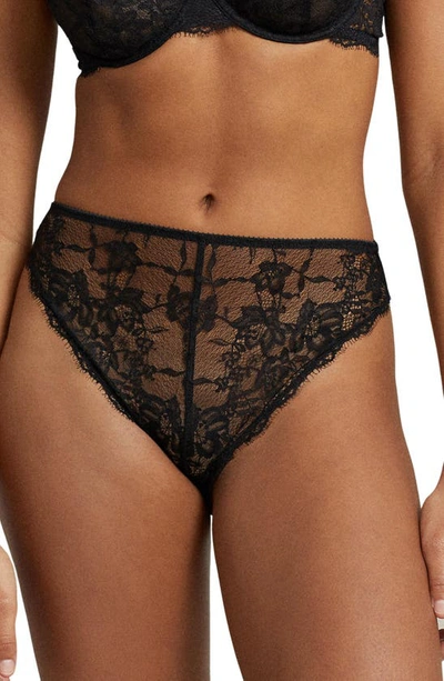 Shop Polo Ralph Lauren High Waist Lace Briefs In Onyx