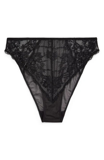 Shop Polo Ralph Lauren High Waist Lace Briefs In Onyx