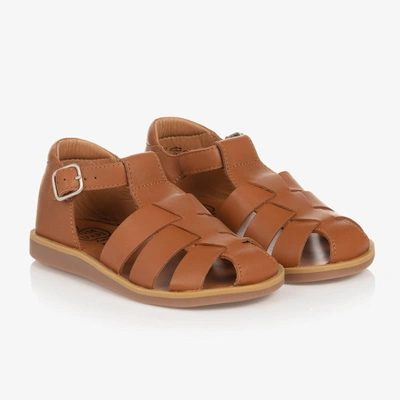 Shop Pom D'api Boys Brown Leather Sandals