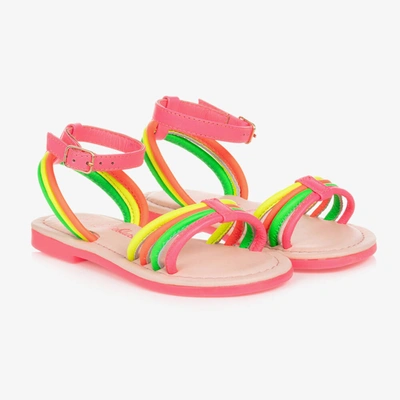 Shop Billieblush Girls Neon Pink Leather Sandals