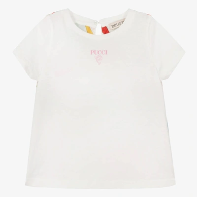 Shop Emilio Pucci Pucci Girls White & Marmo Print T-shirt