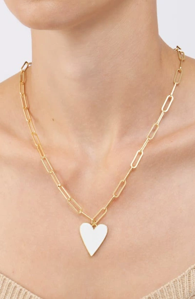 Shop Adornia White Enamel Heart Pendant & Paperclip Chain Necklace