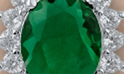 Shop Cz By Kenneth Jay Lane Oval Cz Pendant Necklace In Emerald/ Silver