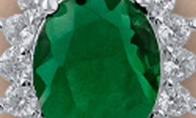 Cz By Kenneth Jay Lane Oval Cz Pendant Necklace In Emerald/ Silver