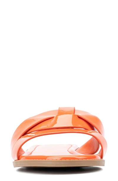 Fashion To Figure Women's Tiana Wide Width Flats Sandal In Orange Patent