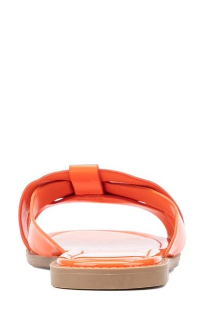 Fashion To Figure Women's Tiana Wide Width Flats Sandal In Orange Patent