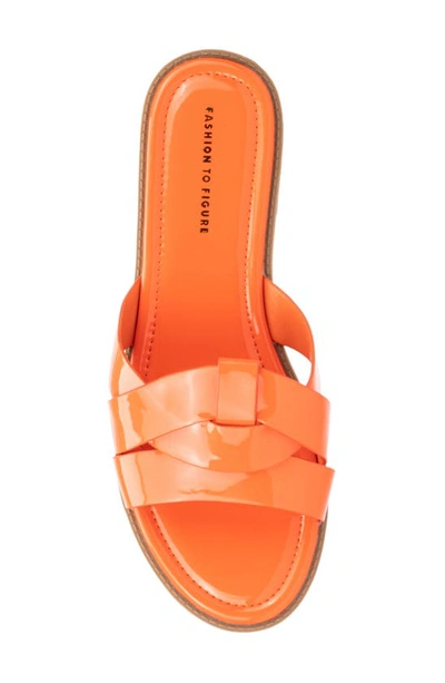 Fashion To Figure Women's Tiana Wide Width Flats Sandal In Orange Patent