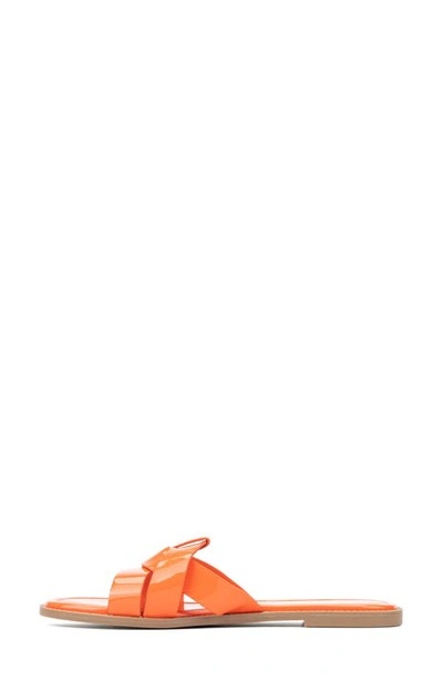 Fashion To Figure Women's Tiana Wide Width Flats Sandal In Orange Patent