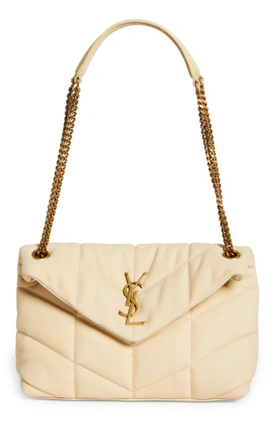 Shop Saint Laurent Small Lou Leather Puffer Bag In Burro