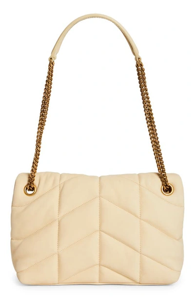 Saint Laurent Small Lou Leather Puffer Bag In Burro