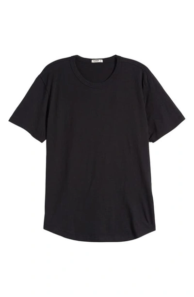 Shop Buck Mason Curve Hem Cotton Slub T-shirt In Black