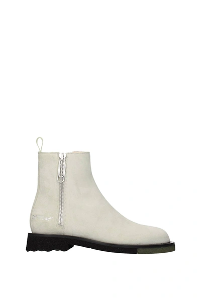 Shop Off-white Ankle Boot Suede Beige