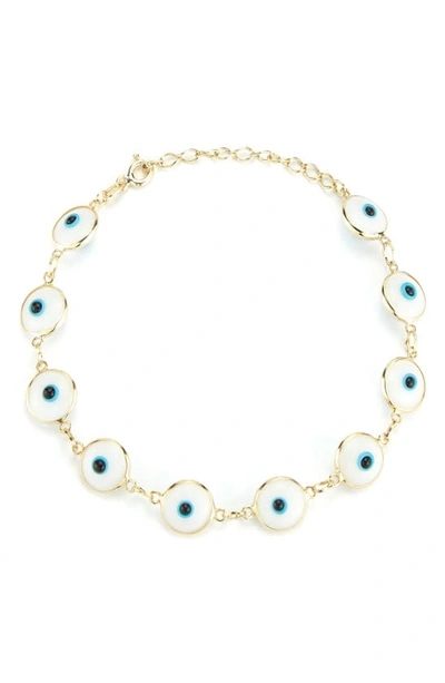 Shop Sphera Milano Evil Eye Station Chain Bracelet In Gold