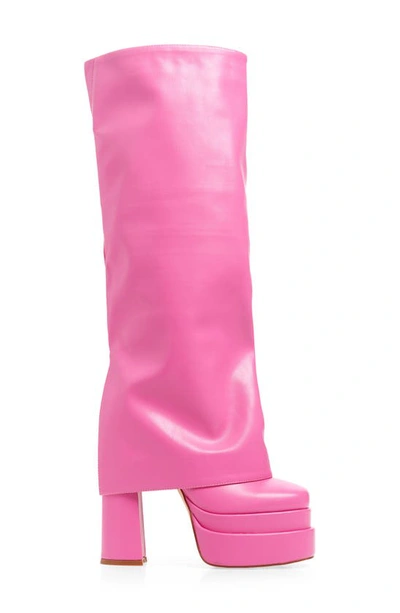 Shop Azalea Wang Invisible Foldover Chunky Bootie In Pink