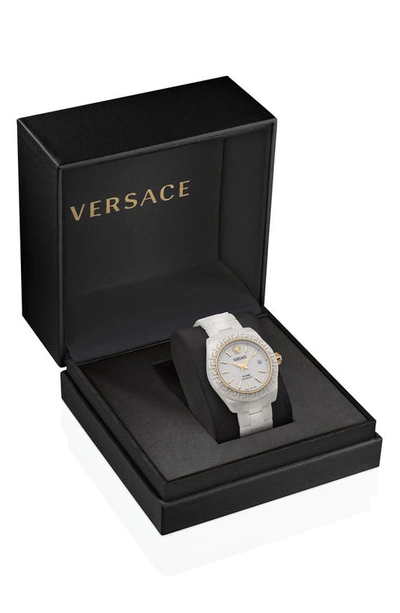 Shop Versace Dv One Ceramic Bracelet Watch, 40mm In White Ceramic