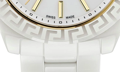Shop Versace Dv One Ceramic Bracelet Watch, 40mm In White Ceramic